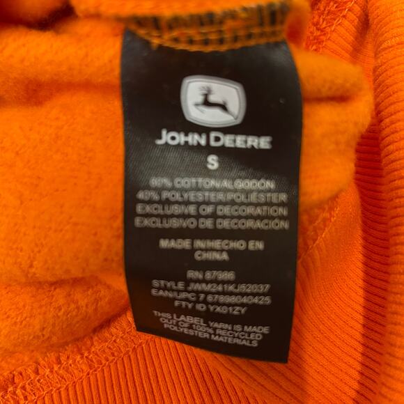 John Deere Graphic Logo Fleece Pullover Hoodie Size S Unisex - Picture 9 of 12